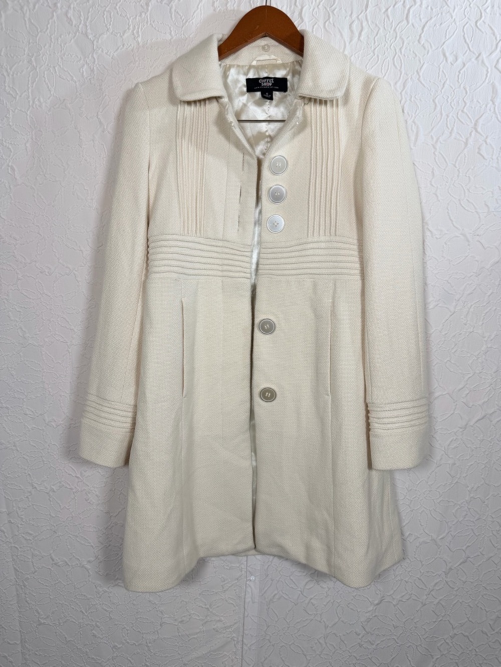 Coffee Shop Retro Vintage Style Wool Viscose Pea Coat Sz S